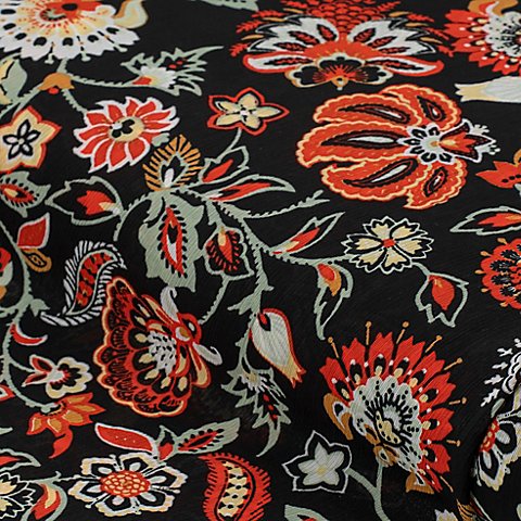 Crash-Chiffon "Blumen", schwarz-color