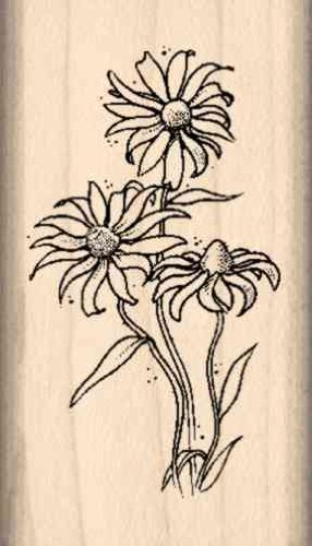 Daisies Rubber Stamp - 1 inch x 1-3/4 inches