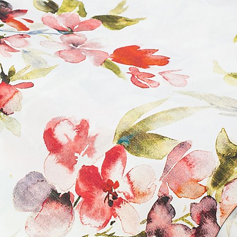 Deko-Satin " Blumen", rot-color