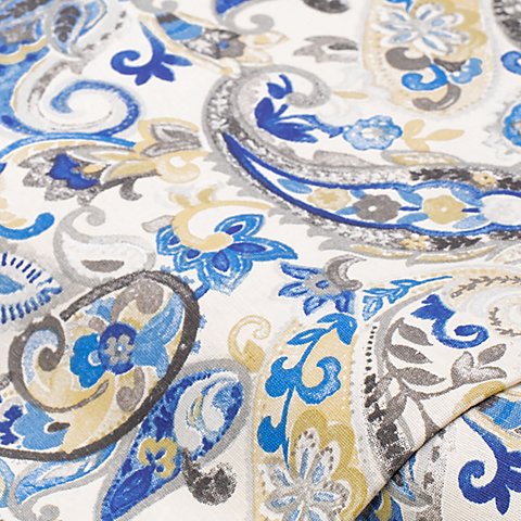 Dekostoff Paisley "Lorena", grau/blau