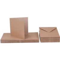 Doppelkarten mit Umschlägen "Kraftpapier", 12,5 x 12,5 cm, 50 Stück von Craft UK Limited