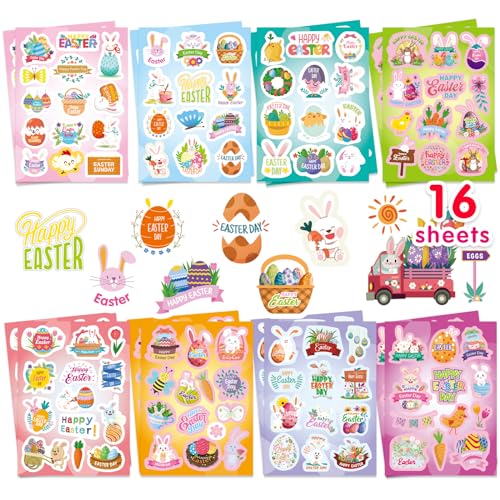 Easter Stickers, 202PCS Easter Stickers for Kids, Easter Egg Stickers, Easter Bunny Stickers for Party Favors, Easter Decorations Sticker, Easter Gift Party Sets von Fyvadio