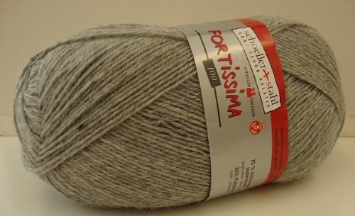 Fortissima 100 Farbe 2055 grau meliert Schoeller + Stahl feine Sockenwolle