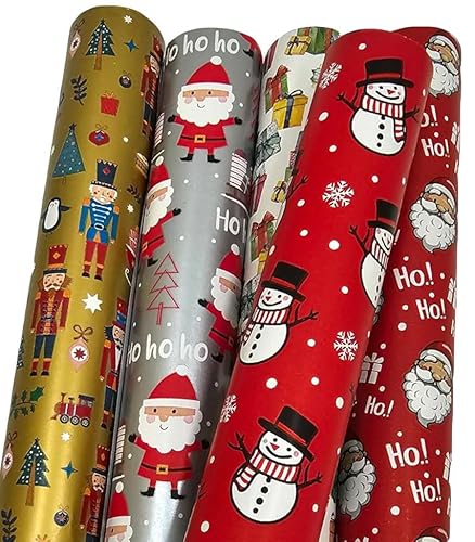 Geschenkpapier Weihnachten 5 Rollen a` 2m x 70 cm lustiges Weihnachstgeschenkpapier Merry Christmas Papier Geschenkverpackung für Weihnachten von artwelten Home & Style