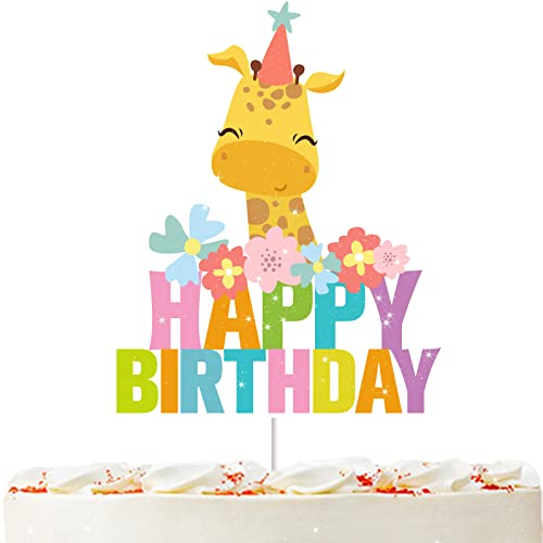 Giraffe Cake Topper für Jungen Mädchen Safari Tiere Party Supplies für Happy Birthday Kuchen Dschungel Wilde Kuchen Dekorationen Niedliche Baby Giraffe Party Dekorationen von Bijeoda