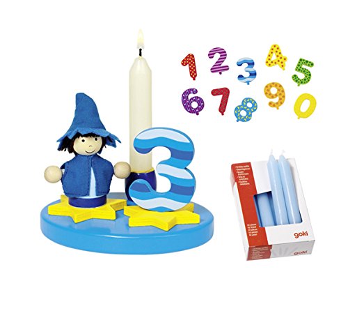 Goki Geburtstagskind Kleiner Junge Geburtstagsmännchen Zahlen 1-9+0 10 Kerzen blau - Die LuLuGoS