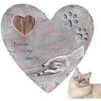 Heart Shaped Pet Memorial Stone Dog Grave Stone Marker For Outside Cat Grave Stone With Forever In Our Hearts Message For Loss