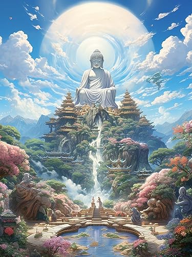 Henair 5D Diamond Painting Full Drill Set Buddha, DIY Diamant Painting Bilder Landschaft Malen Nach Zahlen Diamant Cross Stitch Stickerei Malerei Kits Arts Craft Für Home Wand-decor 30x40 cm von Sugamm