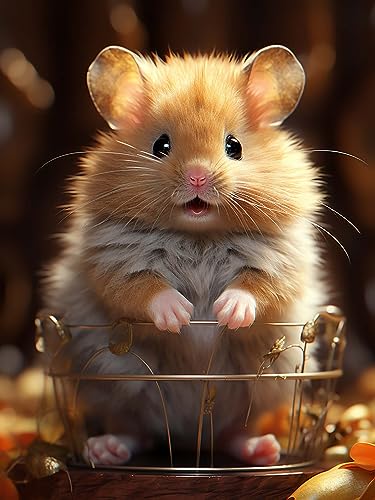 Henair 5D Diamond Painting Full Drill Set Hamster, DIY Diamant Painting Bilder Tier Malen Nach Zahlen Diamant Cross Stitch Stickerei Malerei Kits Arts Craft Für Home Wand-decor 30x40 cm von Sugamm