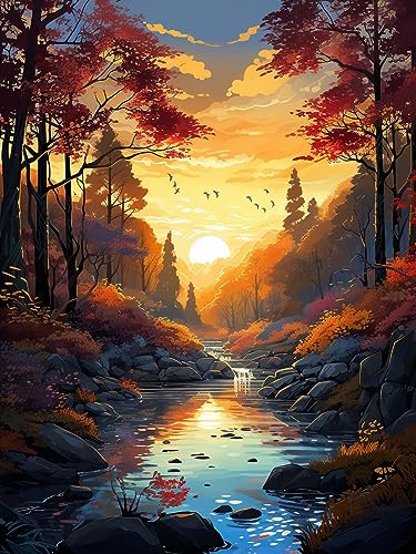 Henair 5D Diamond Painting Full Drill Set Landschaft, DIY Diamant Painting Bilder Baum Malen Nach Zahlen Diamant Cross Stitch Stickerei Malerei Kits Arts Craft Für Home Wand-decor 30x40 cm von Sugamm