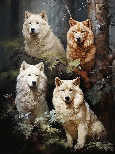 Henair 5D Diamond Painting Full Drill Set Wolf, DIY Diamant Painting Bilder Landschaft Malen Nach Zahlen Diamant Cross Stitch Stickerei Malerei Kits Arts Craft Für Home Wand-decor 30x40 cm von Sugamm