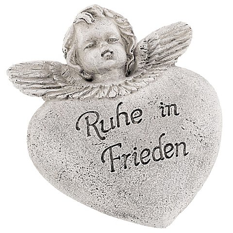 Herz mit Engel "Ruhe in Frieden", 12 x 9,5 x 4 cm