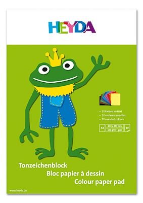 Heyda Tonpapier/2047125 DIN A4 Block sortiert 130 g/qm Inh.10 Blatt