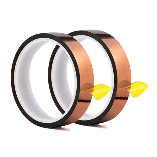 Hitzebeständiges Klebeband,2 Rollen Kapton Tape Polyimid Hitzebeständig Elektro Elektronik Isolierband Hohen Temperaturen Hochtemperatur Band für Sublimations Wellenlöten 3D Drucker 10mm von SinChic