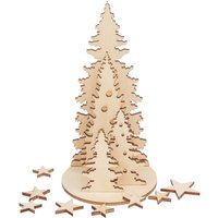 Holz-Steckmotiv "Tannentrio", Sperrholz von Beige