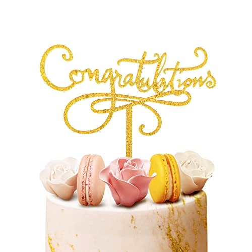 JYNice Initiative Glitzer Gold Handschrift Abschlussfeiern Acryl Party Kuchen Topper Klasse 2023 Abschlussfeier Kuchen Dekorationen - High School Abschlussfeier College Graduate Kuchen Topper Supplies von JYNice