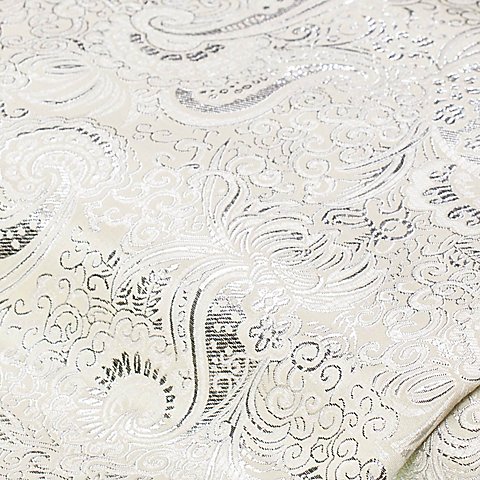 Jacquard "Blumen/Paisley", creme/silber