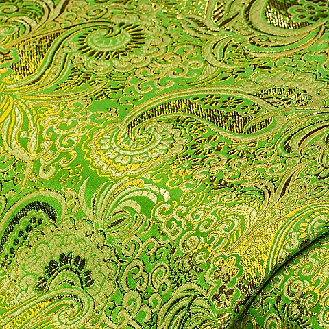 Jacquard "Blumen/Paisley", grün/gold