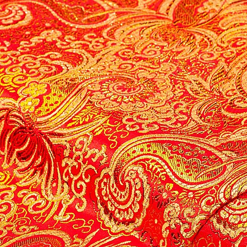 Jacquard "Blumen/Paisley", rot/gold