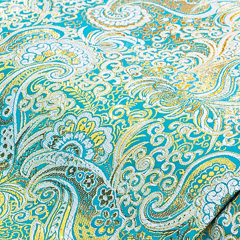 Jacquard "Blumen/Paisley", türkis/gold