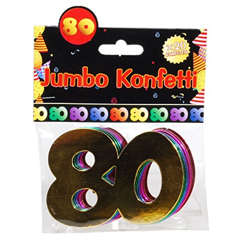 Jumbo Zahlen Konfetti "80" Geburtstag Dekoration Party Tischdeko bunt