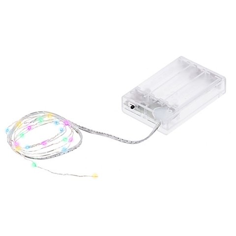 LED Micro-Lichterkette mit Batteriekasten und Timer, pastell, 20 LEDs