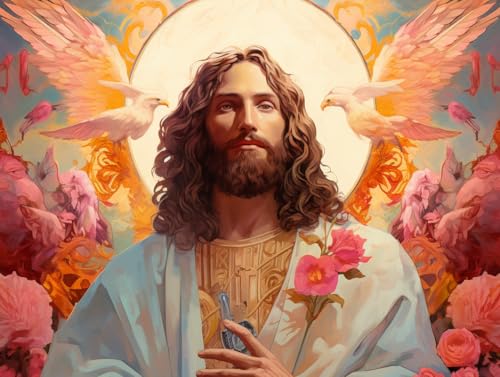 LOMSIOY DIY Diamond Painting Set Jesus 5D Diamond Painting Pictures with Accessories for Full Drill Rhinestone Embroidery Landschaft Diamond Painting Crystal Adult Home Wall Decor 30 X 40 cm von LOMSIOY