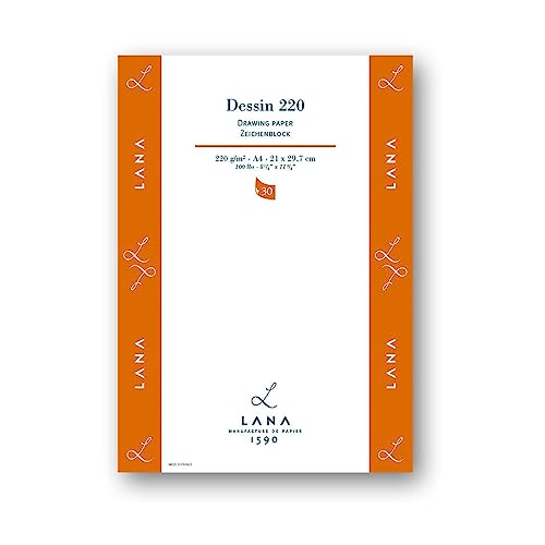 Lana DESSIN Zeichenpapier, 30 Blatt, 220g, DIN A4 von Lana