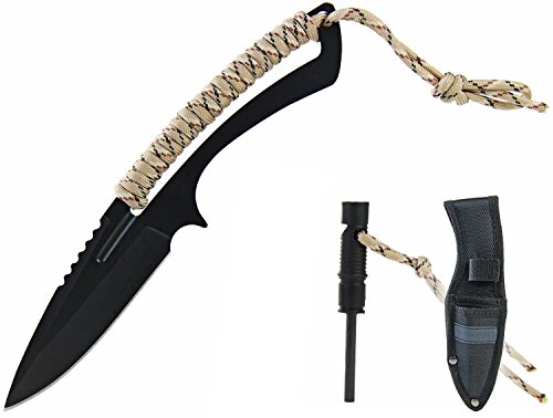 Massives Paracord Camouflage Outdoor Survival Messer mit Kordel und Feuerstarter