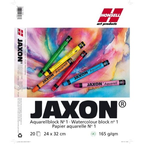 JAXON Aquarellblock, 24x32 cm, 165g/qm, 1 Stück, Wassercolorpapier, 70g/m², für Aquarellmalerei und Tusche-Waschtechniken von JAXON