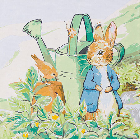 Peter Rabbit mit dem Rotkehlchen