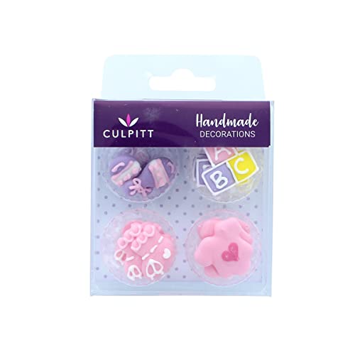 Pink ABC Baby Girl Sugar Cake Decorations - 12 Pack von Culpitt