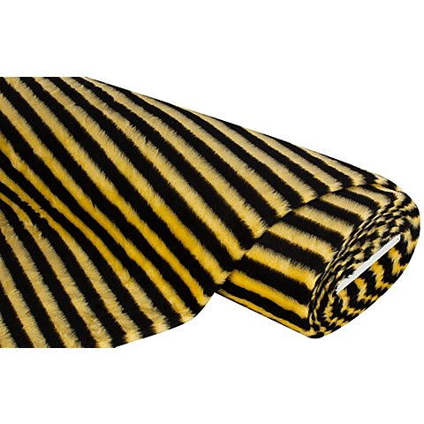 Plüschstoff Streifen, gelb/schwarz