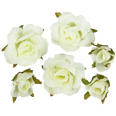 Rosenköpfe, creme, 1–2,5 cm Ø, 27 Stück