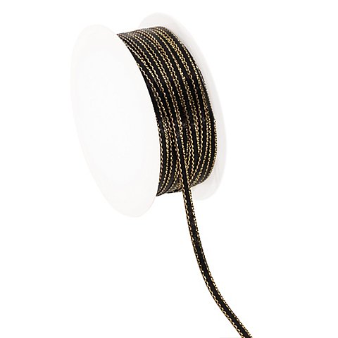 Satinband, schwarz-gold, 3 mm, 20 m