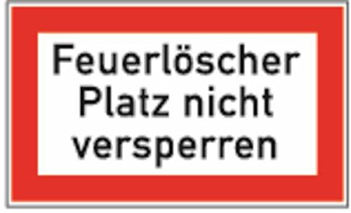 Schild Feuerlöscher Platz nicht versperren - 200x120x0.45 mm Aluminium geprägt