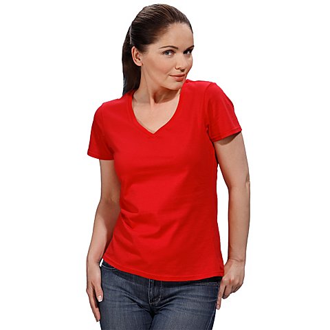 Shirt mit V-Aussschnitt für Damen, rot