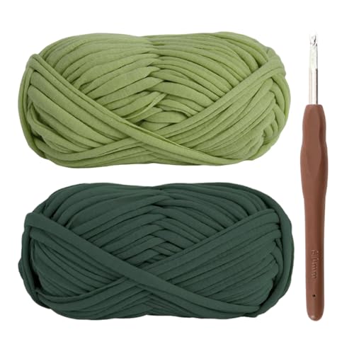 T-Shirt Garn, Bändchengarn zum Häkeln und Stricken Textilgarn 2 x 100g Dickes Polyester-Garn mit einer 6mm-Häkelnadel für Häkeltaschen, Körbe, Teppiche, Heimdekoration und DIY-Kunsthandwerk T-Shirt Garn, Bändchengarn zum Häkeln und Stricken Textilgarn 2 x 100g Dickes Polyester-Garn mit einer 6mm-Häkelnadel für Häkeltaschen, Körbe, Teppiche, Heimdekoration und DIY-Kunsthandwerk