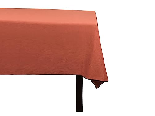 Vente-unique - Tischdecke aus Baumwolle & Leinen mit schwarzem Rand - 170 x 250 cm - Terracotta - BORINA von Vente-unique