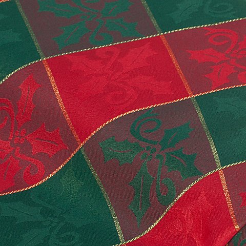 Tischwäsche-Jacquard "Weihnachts-Karo", mit Glitzergarn, grün/weinrot