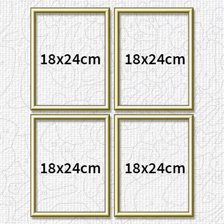 Vier goldfarbene Aluminium Bilderrahmen 18 x 24 cm