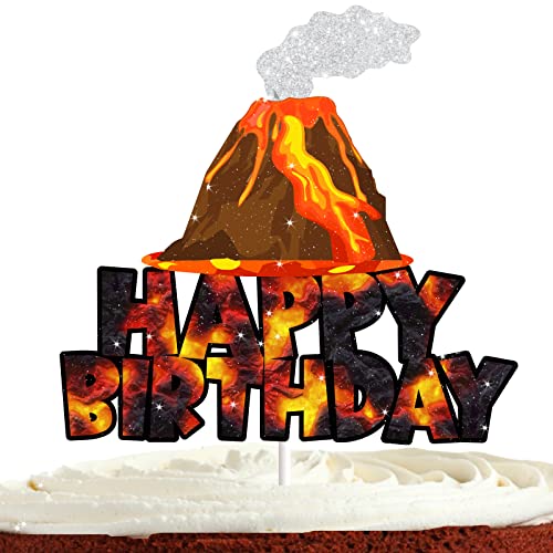 Vulkan Tortenaufsatz für Jungen Mädchen Dinosaurier Aussterben Magma Lava Vulkan Thema Party Supplies Vulkan Eruption Happy Birthday Kuchen Dekorationen von Bijeoda