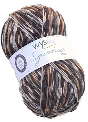 WYS Bluefaced Leicester Wolle "Signature 4ply" sock yarn 877 - owl, 100g Wolle, Sockenwolle musterbildend mit blue faced leicester wool von West Yorkshire Spinners