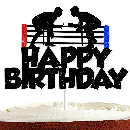 Wrestling Cake Topper für Männer Jungen Wrestling Geburtstag Party Dekorationen WW-E Party Supplies Sport Wrestling Happy Birthday Kuchen Dekorationen von Bijeoda