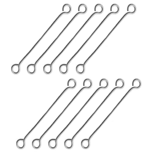 My-Bead 10 Stück Ösenstifte 70mm 925 Sterling Silber mit zwei Ösen Kettelstifte Eye Pins Juweliers- Qualität DIY von DIY925