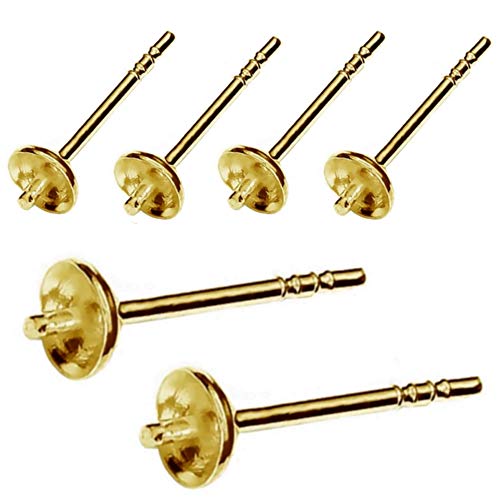 My-Bead 3 Paar Ohrstecker Rohlinge 925 Sterling Silber 24K vergoldet mit Ohrmuttern Schmuckherstellung basteln Steine und Perlen DIY von DIY925