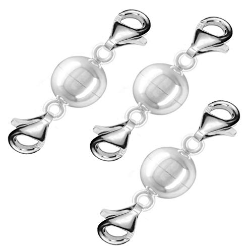 My-Bead 3 Stück Magnetverschlüsse 925 Sterling Silber nickelfrei Doppelkarabiner 30mm Ersatz für Armbänder und Ketten DIY von DIY925