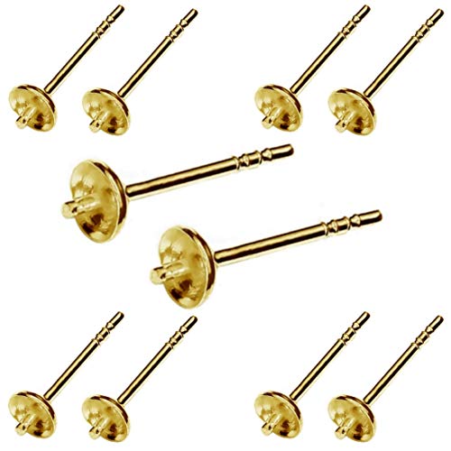 My-Bead 5 Paar Ohrstecker Rohlinge 925 Sterling Silber 24K vergoldet mit Ohrmuttern Schmuckherstellung basteln Steine und Perlen DIY von DIY925