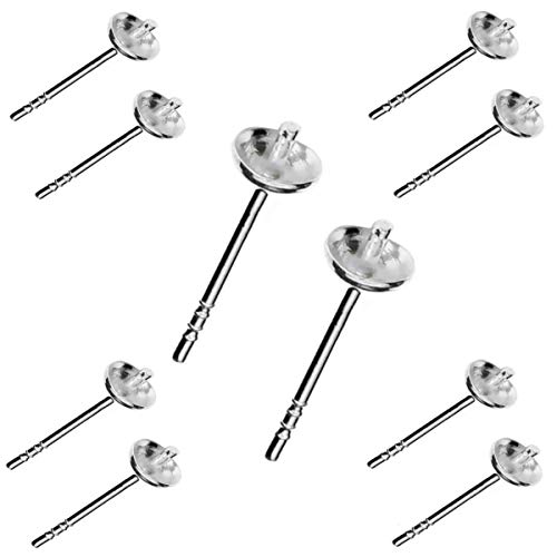 My-Bead 5 Paar Ohrstecker Rohlinge 925 Sterling Silber inklusive Ohrmuttern Schmuckherstellung basteln Steine und Perlen DIY von DIY925