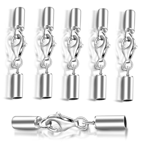 My-Bead 5 Stück Schmuckverschlüsse Set Ø 2.5mm 925 Sterling Silber Verschluss nickelfrei für Ø 2mm Lederarmbänder Ketten von DIY925